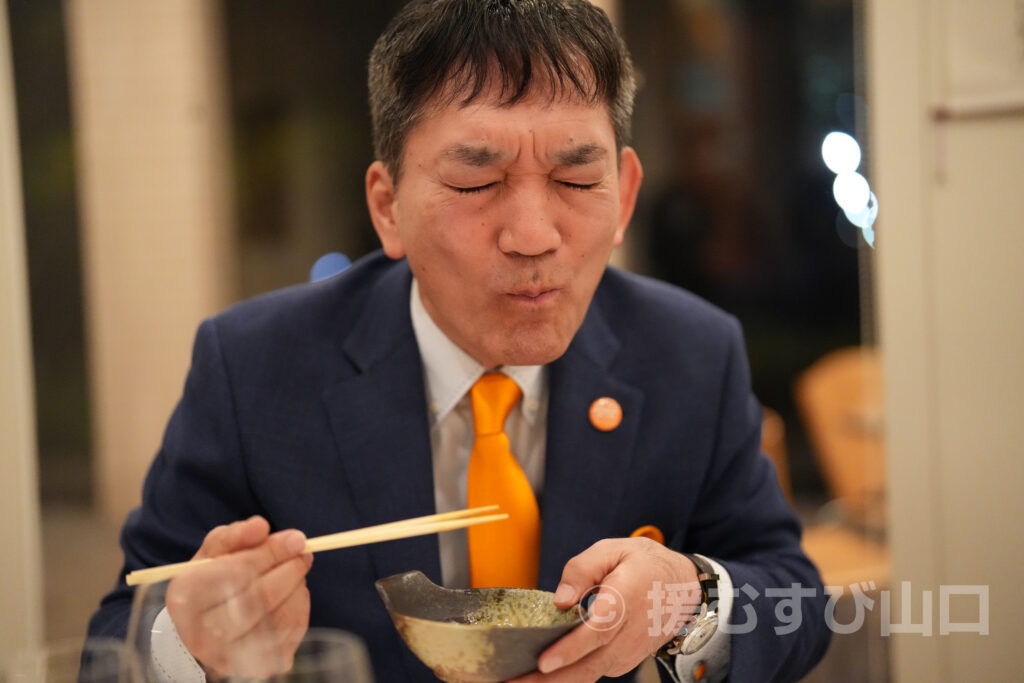 ②・援むすび山口・トライアングル・山口市・伊藤市長・新谷酒造・わかむすめ・セントコア山口・ヤスベェ・新井道子・まーちゃん・地域商社やまぐち株式会社
