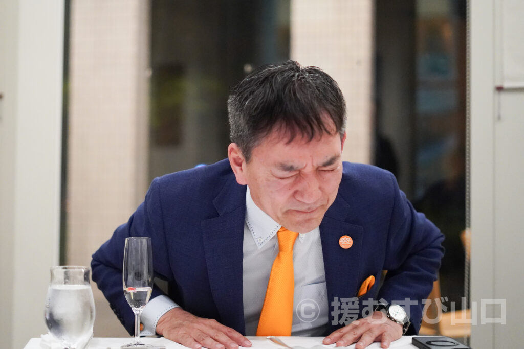 ③・援むすび山口・トライアングル・山口市・伊藤市長・新谷酒造・わかむすめ・セントコア山口・ヤスベェ・新井道子・まーちゃん・地域商社やまぐち株式会社