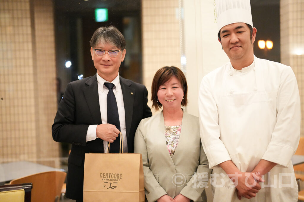 ④・援むすび山口・トライアングル・山口市・伊藤市長・新谷酒造・わかむすめ・セントコア山口・ヤスベェ・新井道子・まーちゃん・地域商社やまぐち株式会社